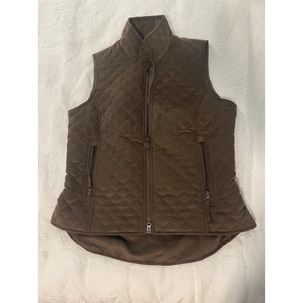 Outback Trading Co Vest Women Medium Brown Grand Prix Quilted Full Zip Pockets M